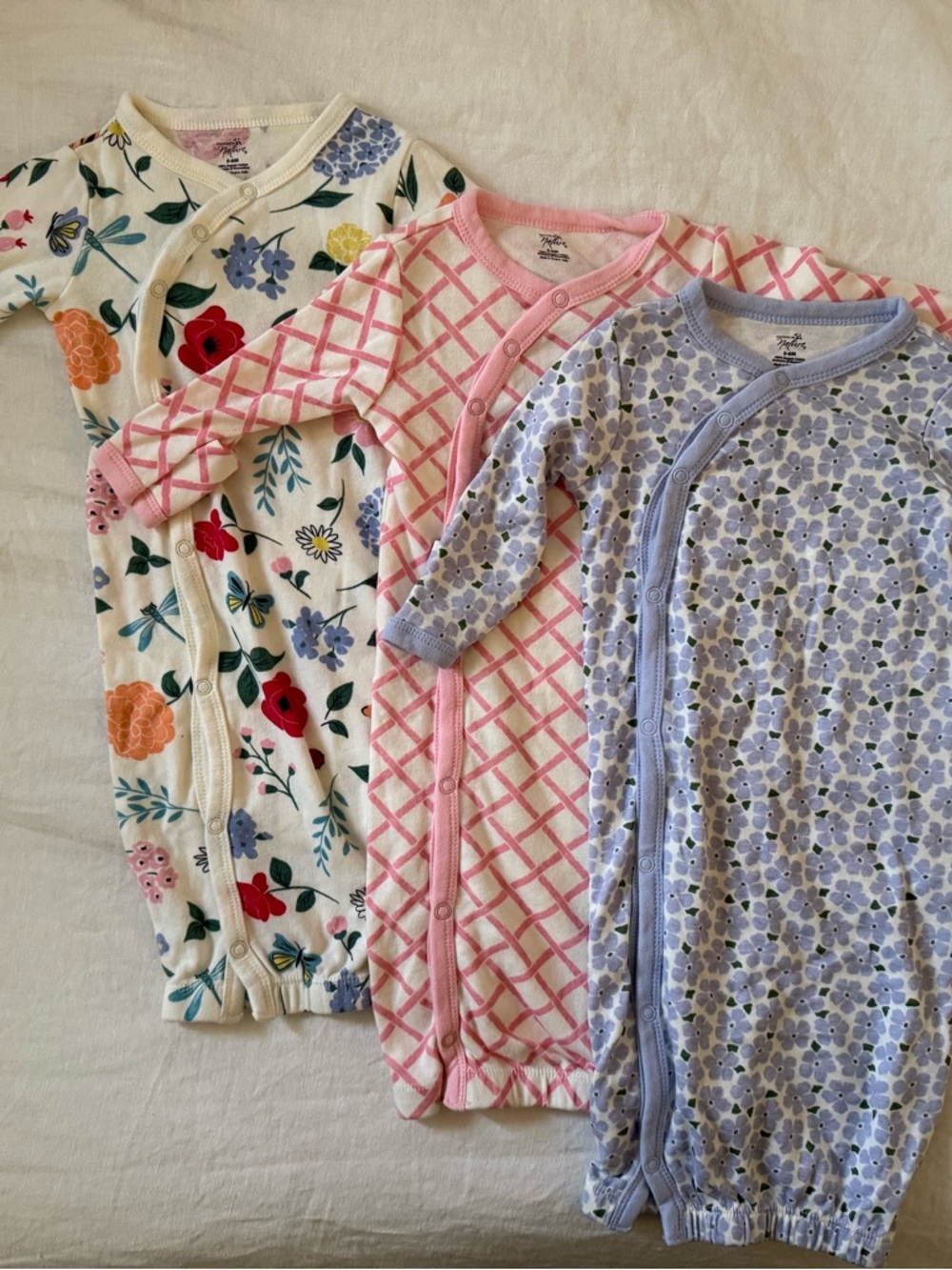 Baby Girl Organic Cotton Long-Sleeve Gowns : set of 3